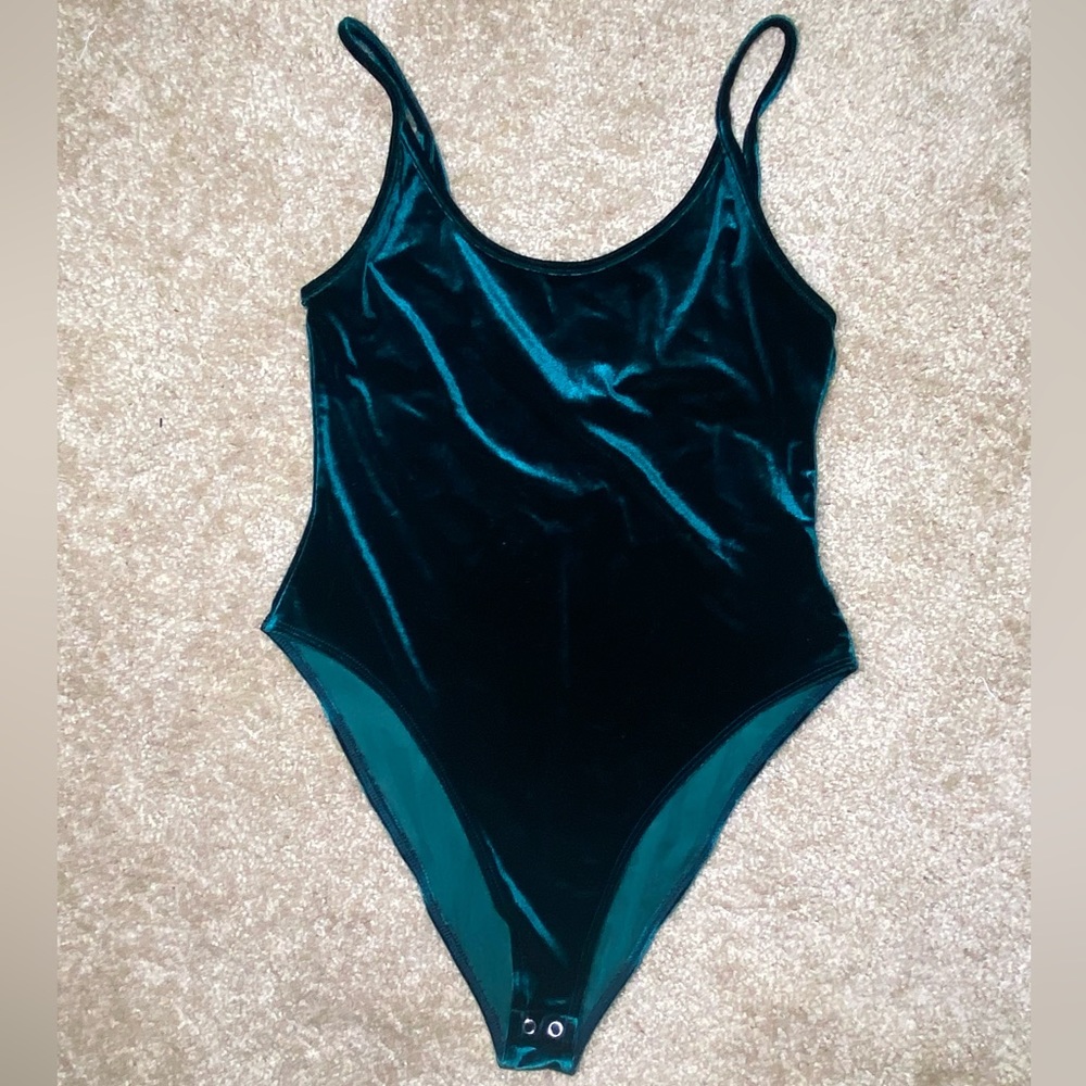 Forever 21 green velvet bodysuit